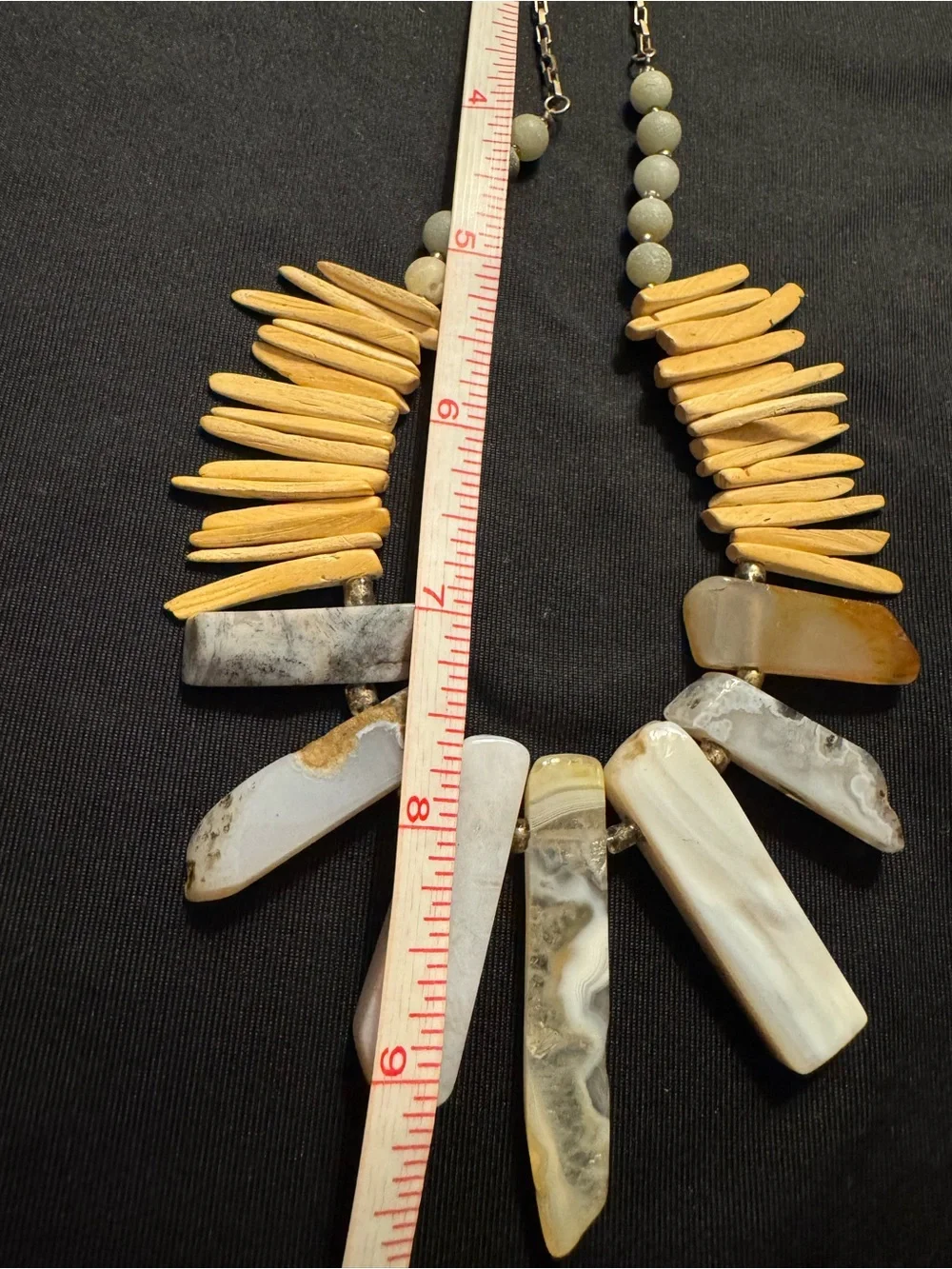 Quartz and Wood Organic Paperclip Necklace
